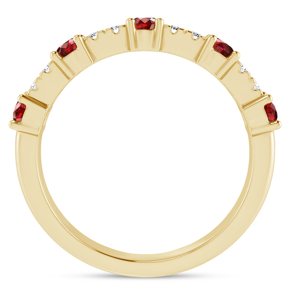 .57ct G SI 14K Yellow Gold Diamond & Ruby Gemstones Ring Band Size 6.5