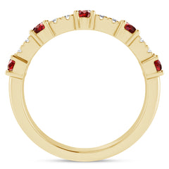 .57ct G SI 14K Yellow Gold Diamond & Ruby Gemstones Ring Band Size 6.5