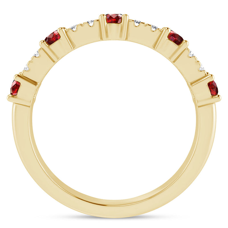 .57ct G SI 14K Yellow Gold Diamond & Ruby Gemstones Ring Band Size 6.5