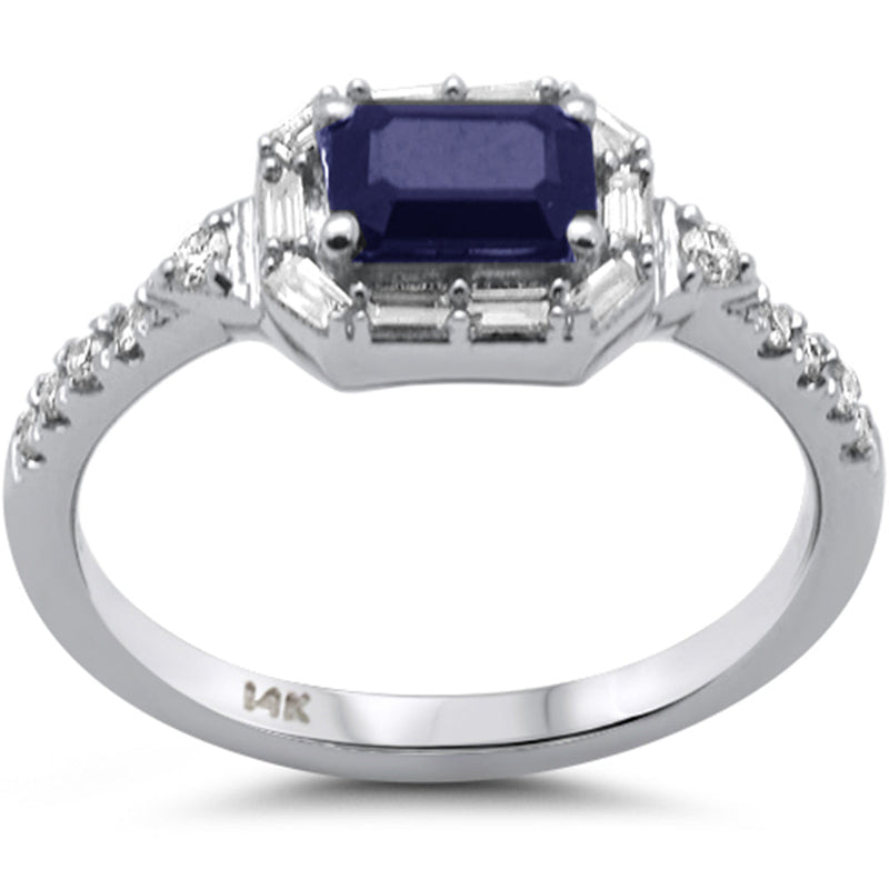 SPECIAL! 1.08ct G SI 14K White Gold Diamond & Blue Sapphire Gemstones Ring  Size 6.5