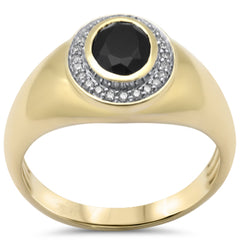 SPECIAL! 1.34ct G SI 10K Yellow Gold Diamond & Black Onyx Band Ring  Size 10
