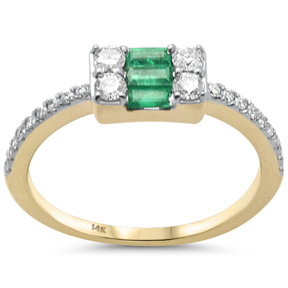 SPECIAL! .48ct G SI 14K Yellow Gold Diamond & Baguette Emerald Gemstones Ring Size 6.5