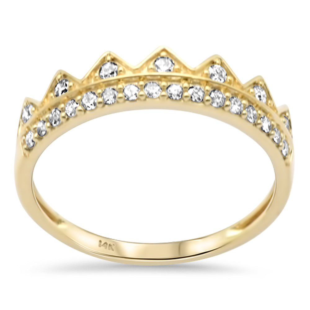.25ct G SI 14K Yellow Gold Diamond Crown Band Ring Size 6.5