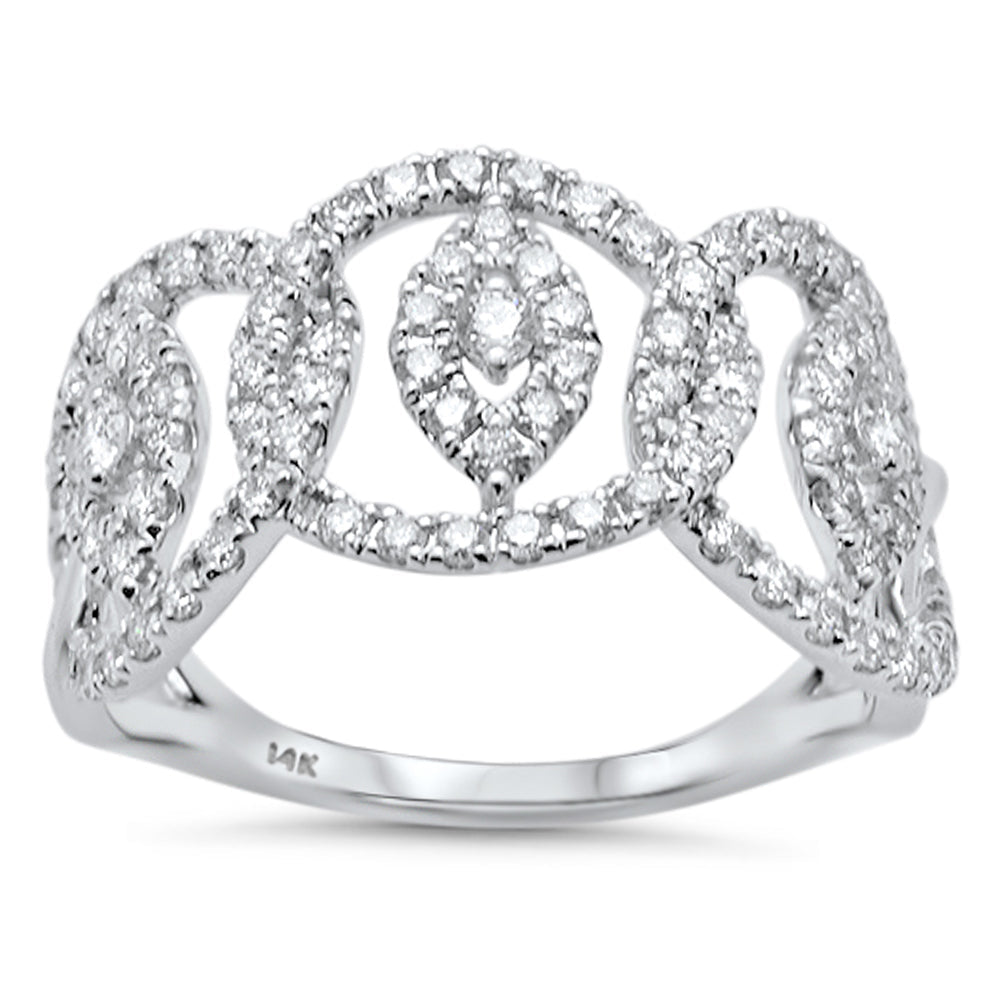SPECIAL!.97ct G SI 14K White Gold Diamond Dome Band Ring Size 6.5