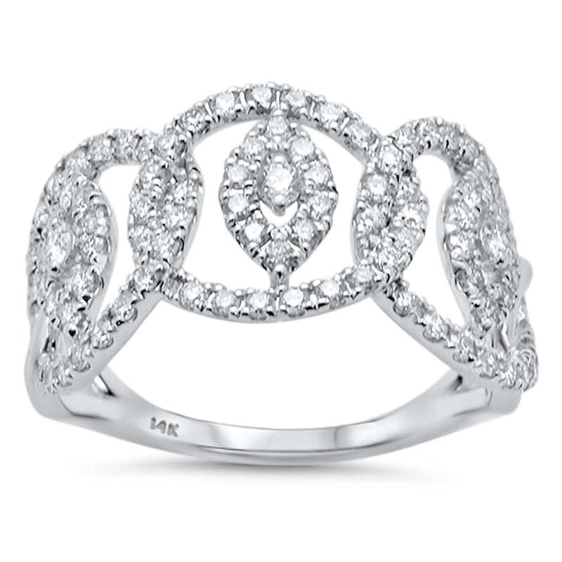 SPECIAL!.97ct G SI 14K White Gold Diamond Dome Band Ring Size 6.5