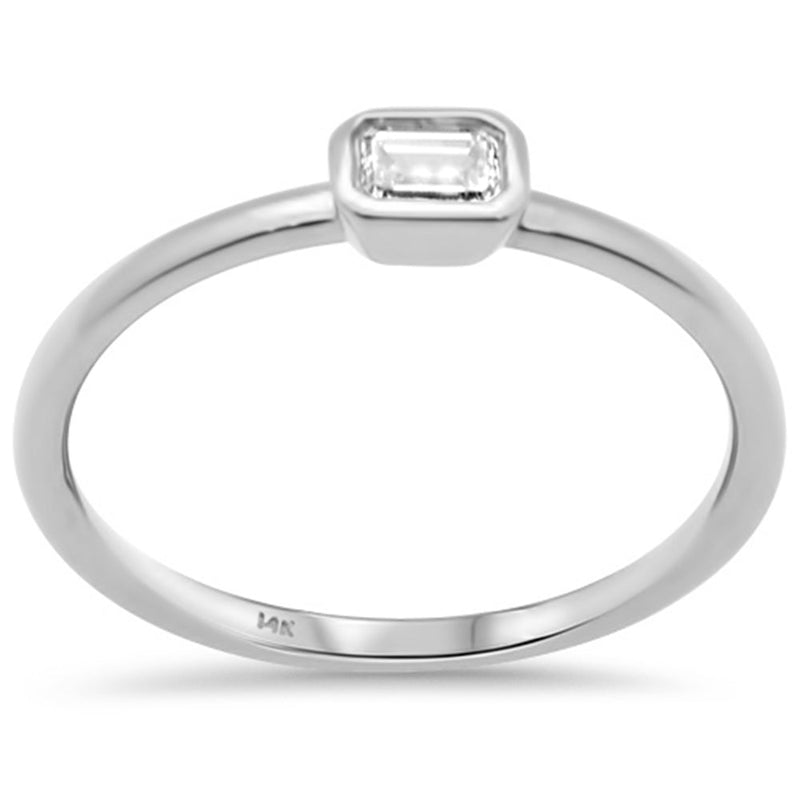 SPECIAL! .22ct G SI 14K White Gold Emerald Cut Diamond Band Ring Size 6.5