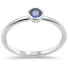 .28ct G SI 14K White Gold Blue Sapphire Gemstones Band Ring Size 6.5