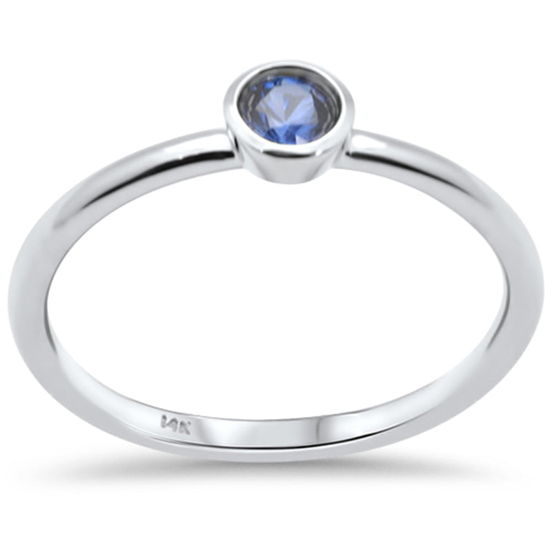 .28ct G SI 14K White Gold Blue Sapphire Gemstones Band Ring Size 6.5
