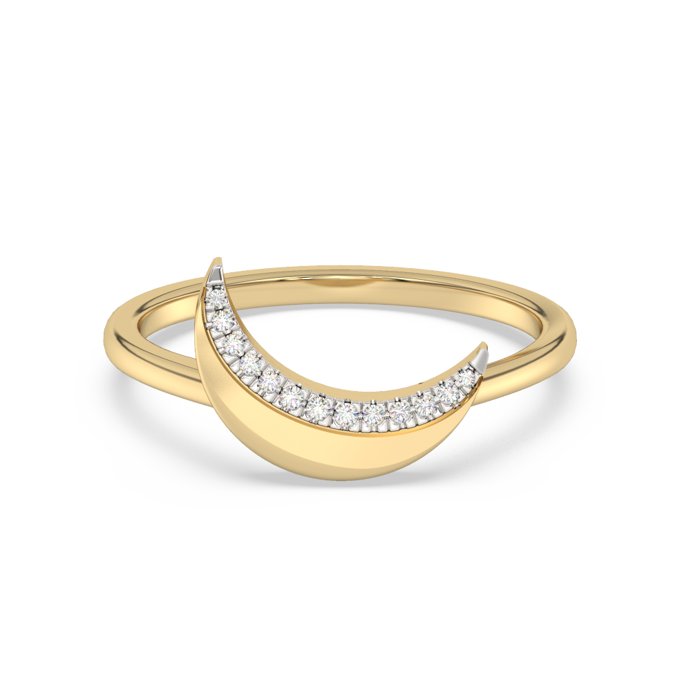 .05ct G SI 14K Yellow Gold Diamond Half Moon Band Ring Size 6.5