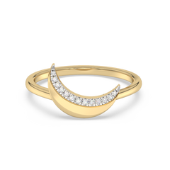 .05ct G SI 14K Yellow Gold Diamond Half Moon Band Ring Size 6.5