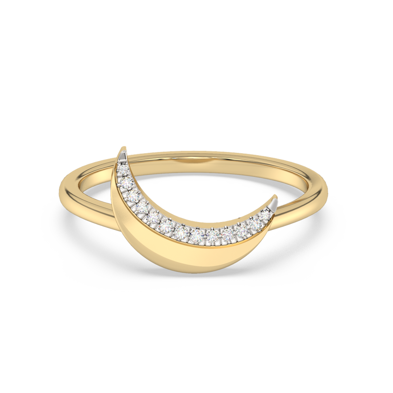 .05ct G SI 14K Yellow Gold Diamond Half Moon Band Ring Size 6.5