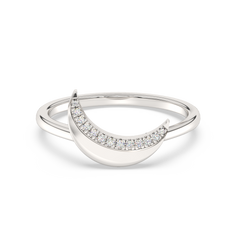 .05ct G SI 14K White Gold Diamond Half Moon Band Ring Size 6.5