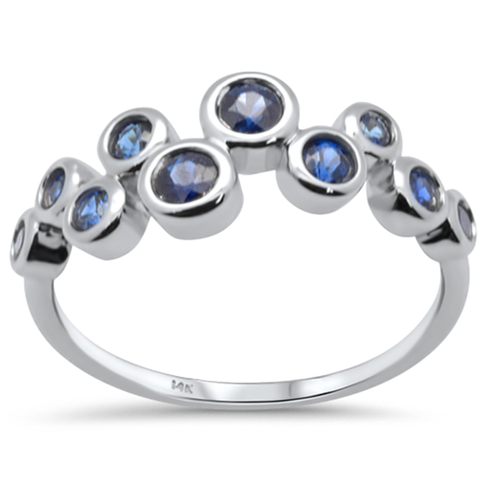 SPECIAL! .66ct G SI 14K White Gold Blue Sapphire Gemstones Band Ring Size 6.5