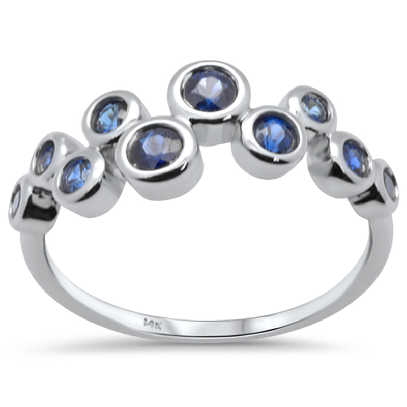 SPECIAL! .66ct G SI 14K White Gold Blue Sapphire Gemstones Band Ring Size 6.5