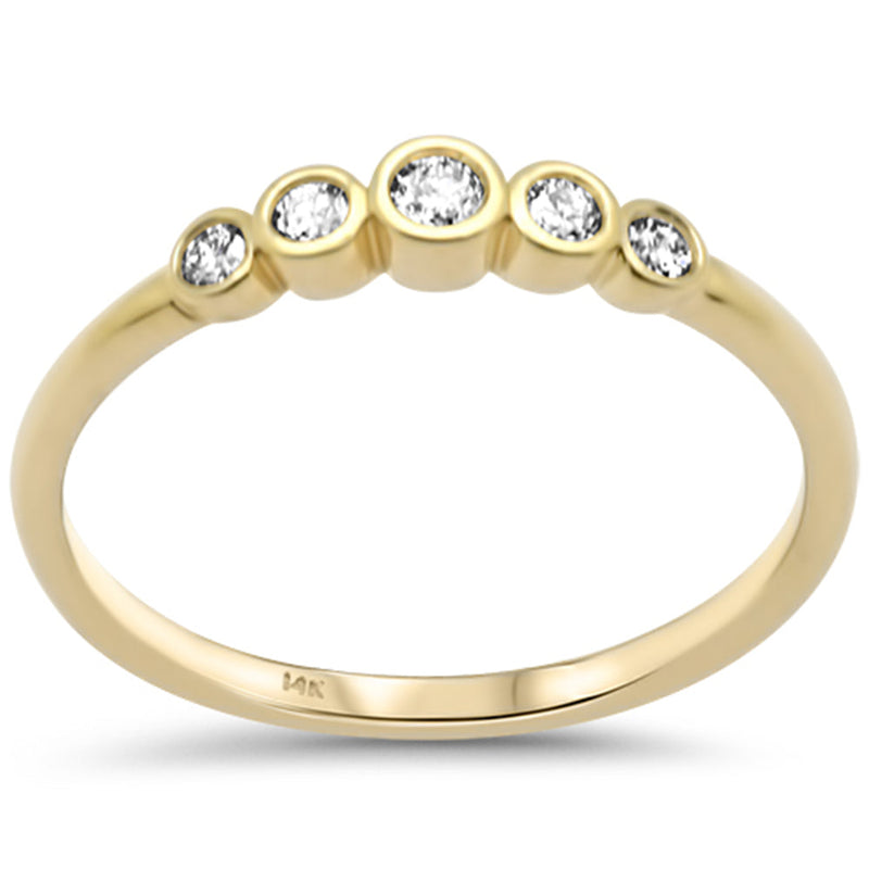 .18ct G SI 14K Yellow Gold Diamond Bezel Set Band Ring Size 6.5