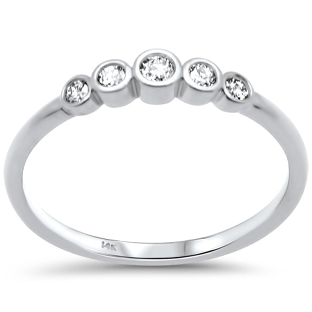.16ct G SI 14K White Gold Diamond Bezel Set Band Ring Size 6.5