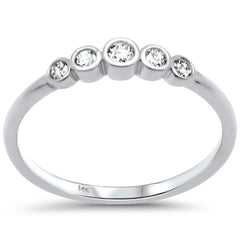 .16ct G SI 14K White Gold Diamond Bezel Set Band Ring Size 6.5