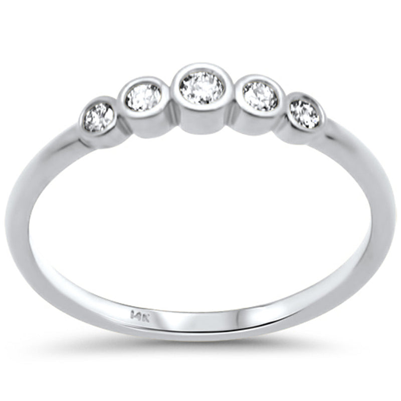 .16ct G SI 14K White Gold Diamond Bezel Set Band Ring Size 6.5