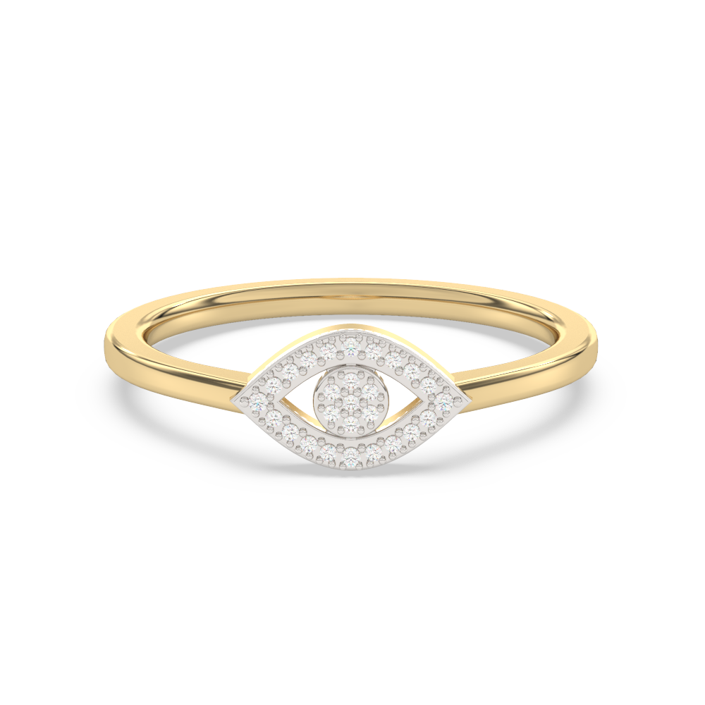 .06ct G SI 14K Yellow Gold Diamond Evil Eye Band Ring Size 6.5