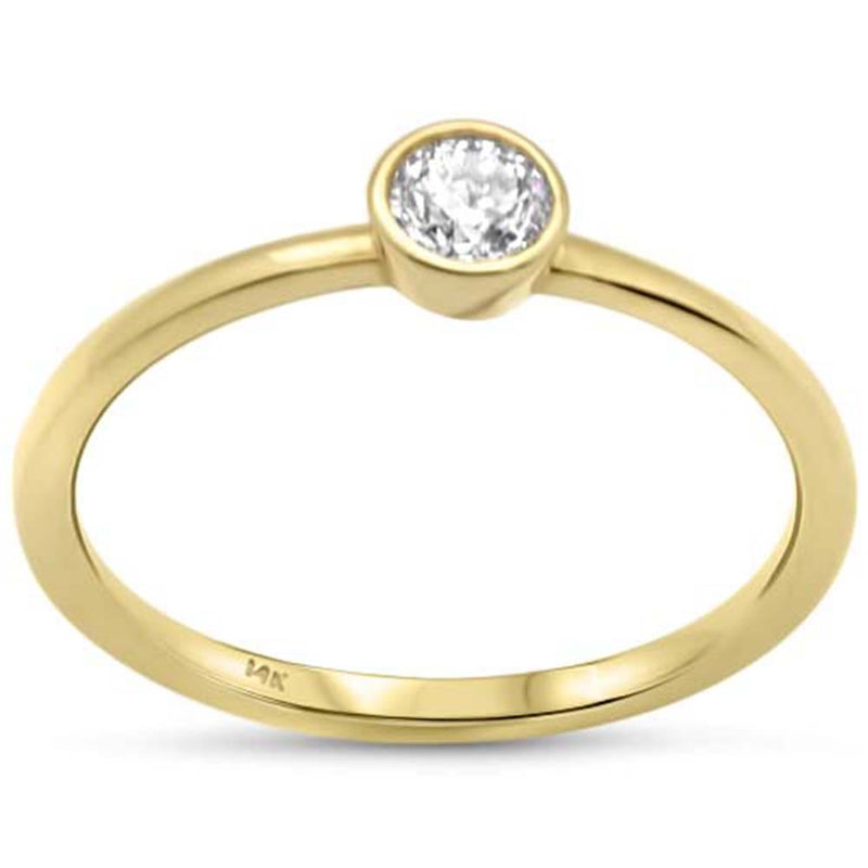 SPECIAL! .23ct G SI 14K Yellow Gold Diamond Solitaire Bezel Set Band Ring Size 6.5