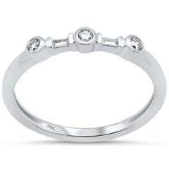 .13ct G SI 14K White Gold Diamond Round & Baguette Band Ring Size 6.5