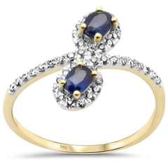 SPECIAL!.67ct G SI 14K Yellow Gold Diamond & Blue Sapphire Gemstones Ring Size 6.5