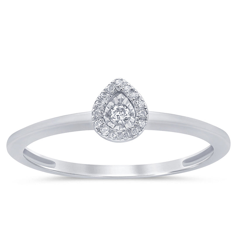 .07ct G SI 14K White Gold Diamond Petite Pear Shape Ring Size 6.5