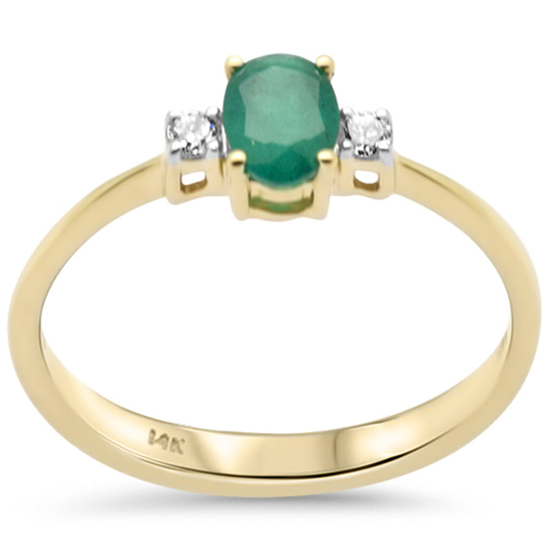 SPECIAL! .47ct G SI 14K Yellow Gold Diamond & Natural Emerald Gemstones Ring Size 6.5