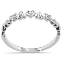 .07ct G SI 14K White Gold Heart Shape Diamond Band Ring Size 6.5