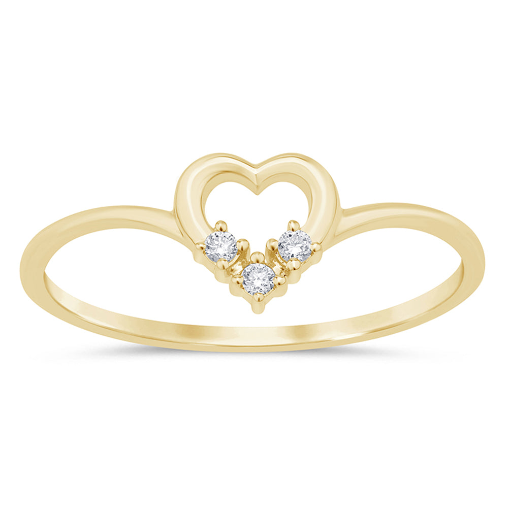 .04ct G SI 14K Yellow Gold Heart Shape Diamond Band Ring Size 6.5
