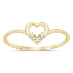 .04ct G SI 14K Yellow Gold Heart Shape Diamond Band Ring Size 6.5