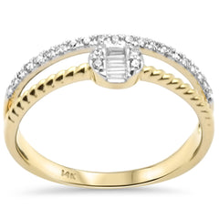 SPECIAL! .17ct G SI 14K Yellow Gold Round & Baguette Diamond Beaded Band Ring Size 6.5