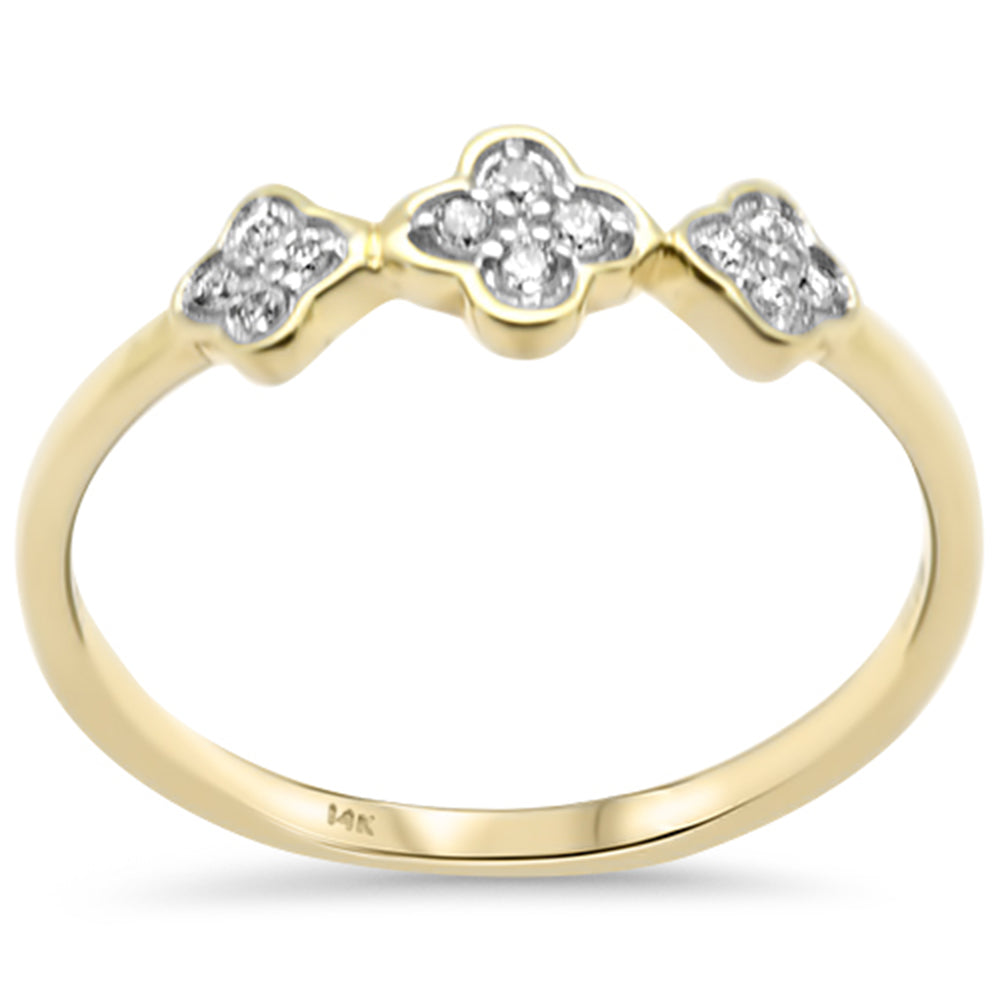 .09ct G SI 14K Yellow Gold Diamond Flower Band Ring Size 6.5