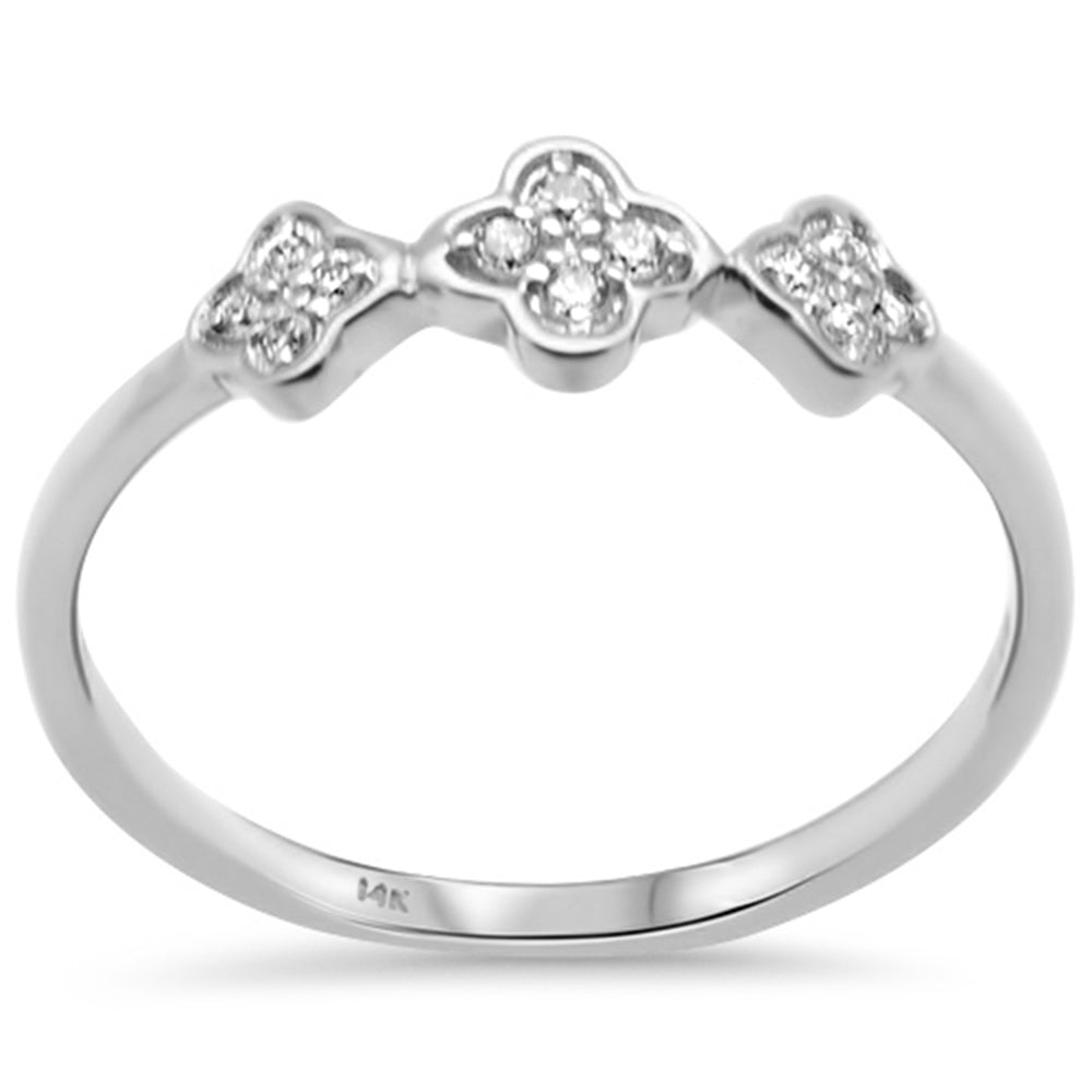 .08ct G SI 14K White Gold Diamond Flower Band Ring Size 6.5