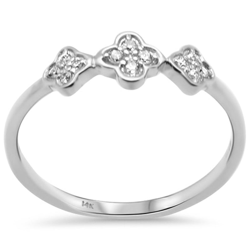 .08ct G SI 14K White Gold Diamond Flower Band Ring Size 6.5