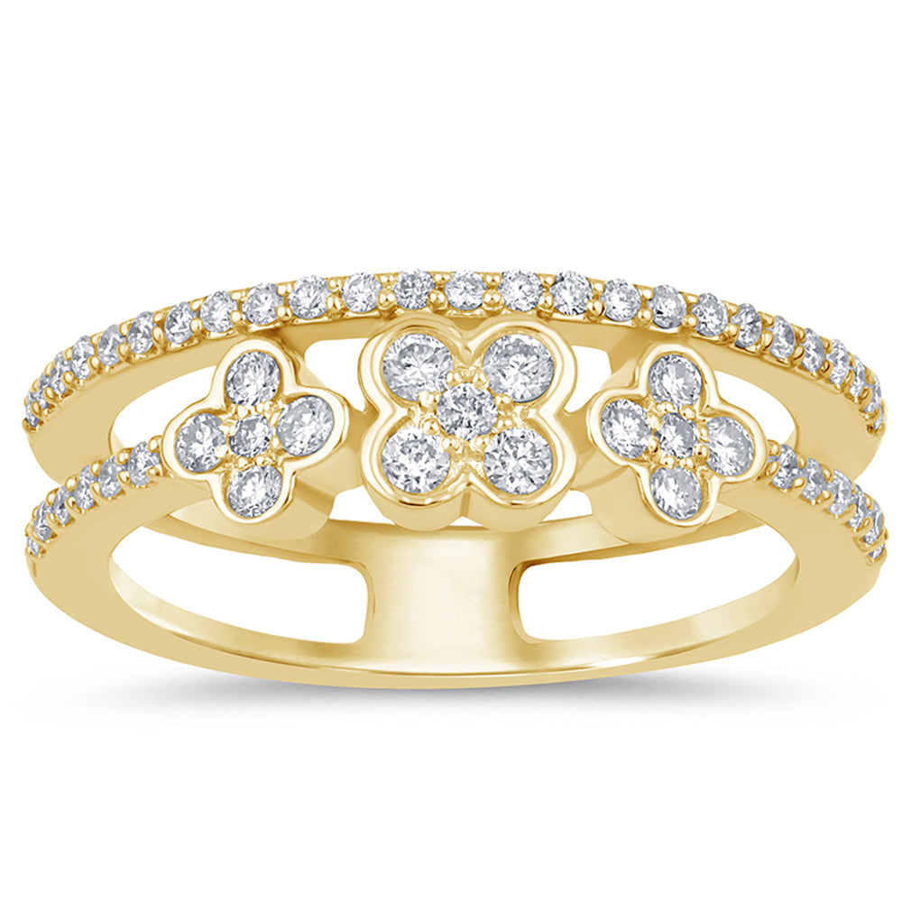 SPECIAL!.39ct G SI 14K Yellow Gold Diamond Flower Band Ring Size 6.5