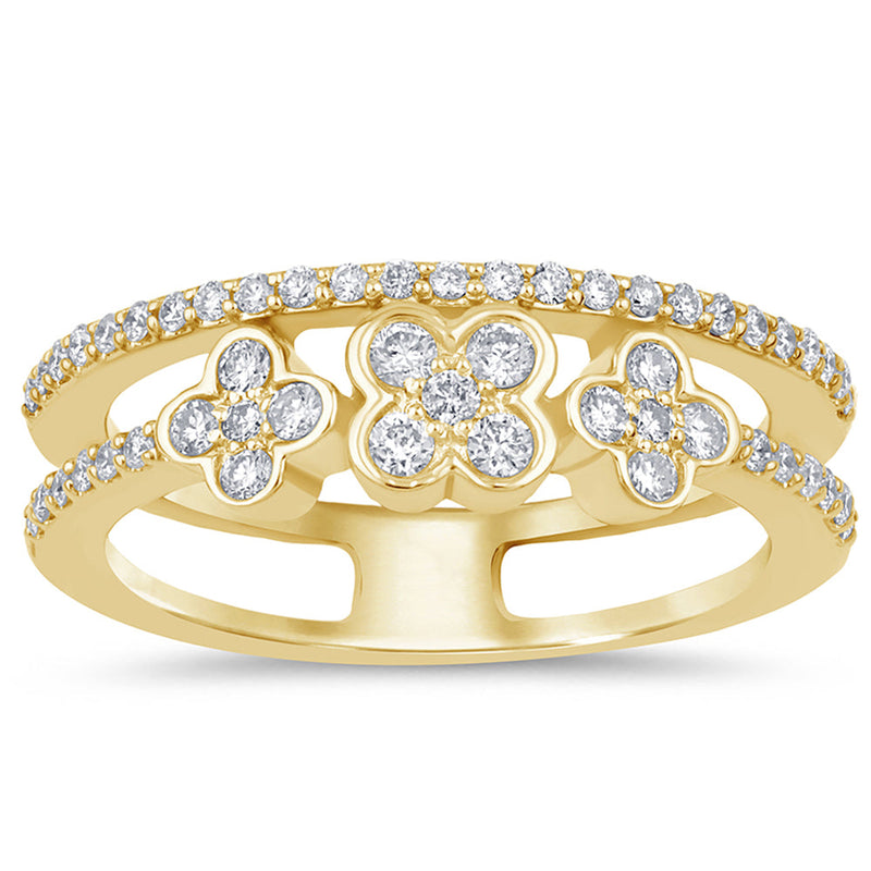 SPECIAL!.39ct G SI 14K Yellow Gold Diamond Flower Band Ring Size 6.5