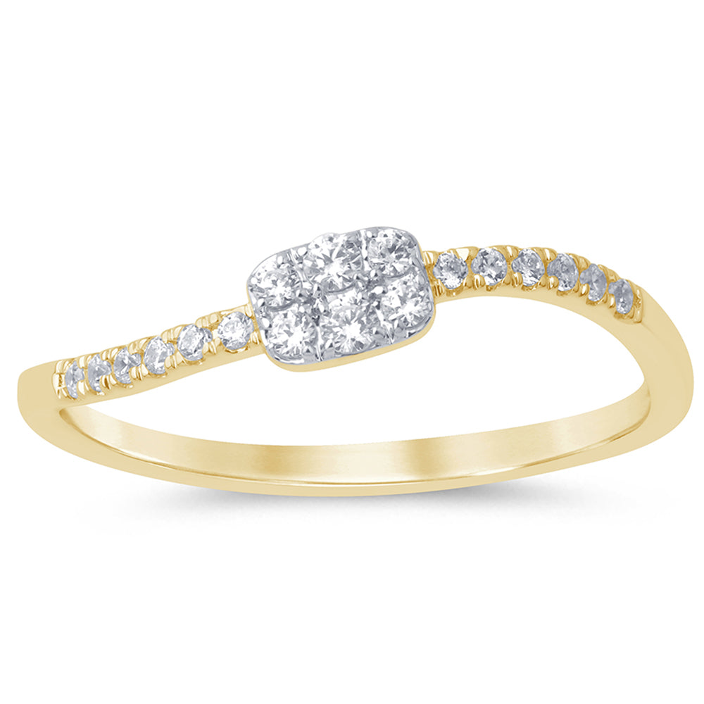 .15ct G SI 14K Yellow Gold Diamond Thin Band Ring Size 6.5