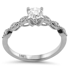 SPECIAL!.55ct G SI 14K White Gold Diamond Millgrain Engagement Ring Size 6.5