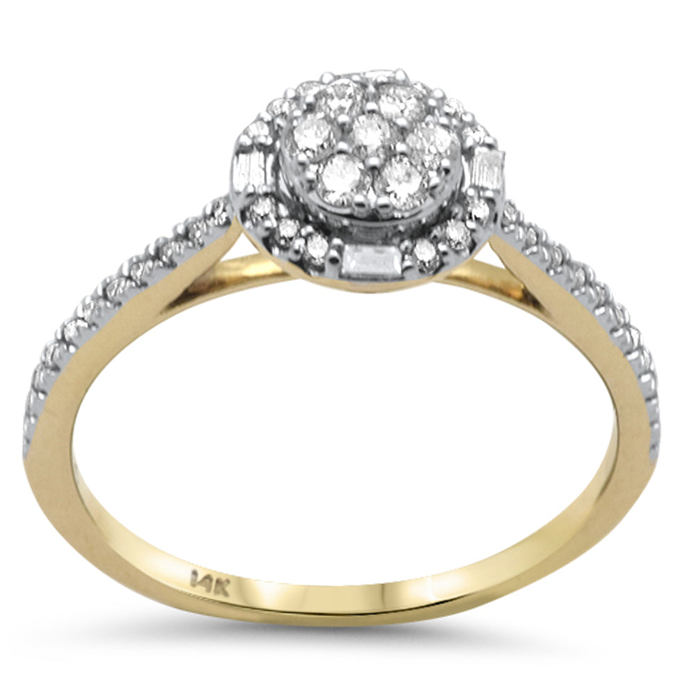 SPECIAL!.36ct G SI 14K Yellow Gold Round & Baguette Diamond Engagement Ring Size 6.5