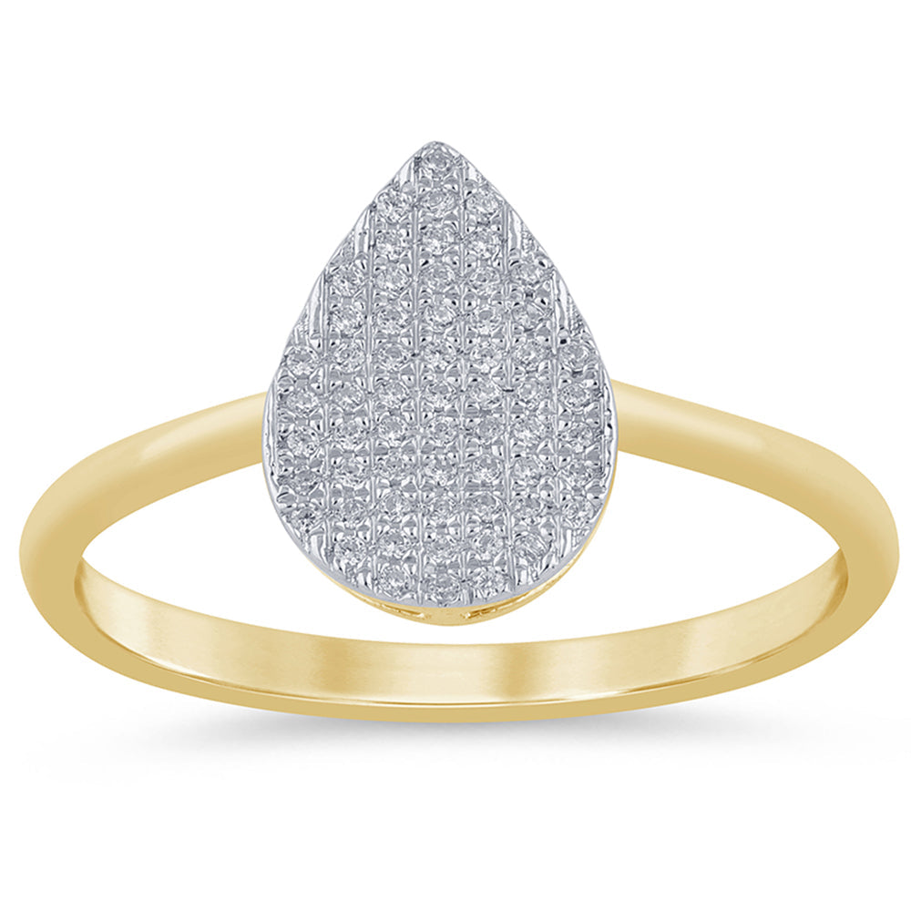 .11ct G SI 14K Yellow Gold Diamond Pear Shape Ring Size 6.5