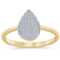 .11ct G SI 14K Yellow Gold Diamond Pear Shape Ring Size 6.5