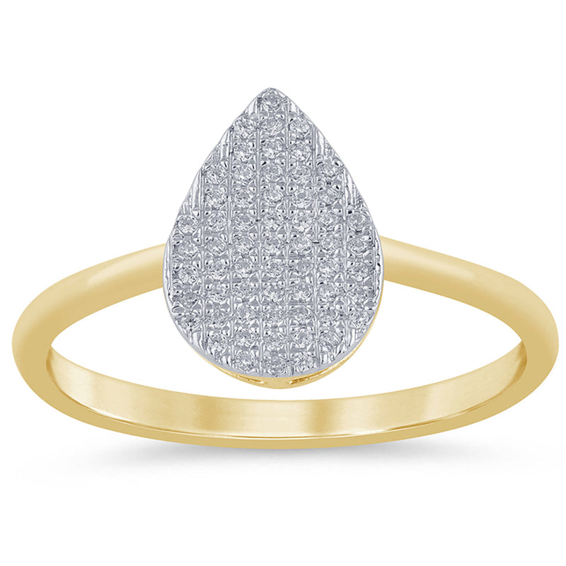 .11ct G SI 14K Yellow Gold Diamond Pear Shape Ring Size 6.5