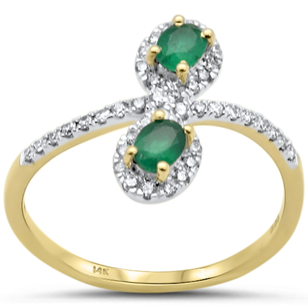 SPECIAL!.54ct Gemstones G SI 14K Yellow Gold Diamond & Emerald Gemstones Ring Size 6.5