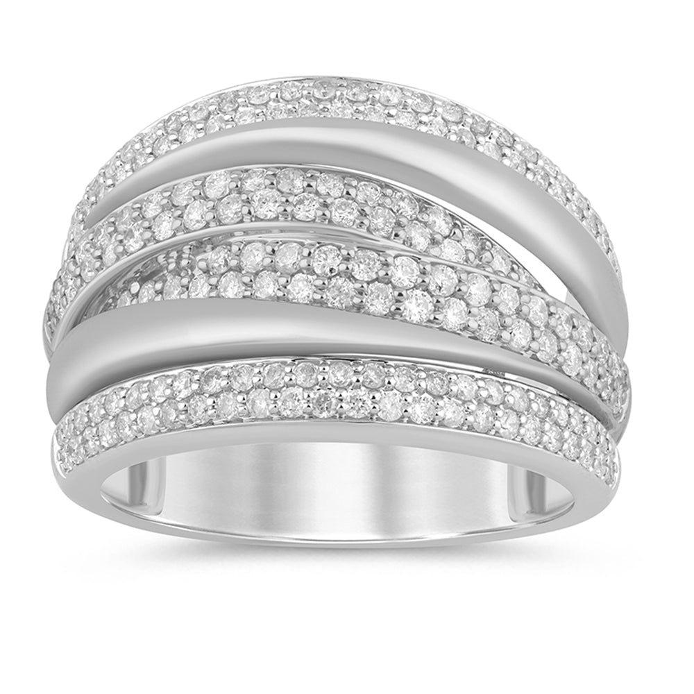 SPECIAL!.95ct G SI 14K White Gold Diamond Dome Band Ring Size 6.5