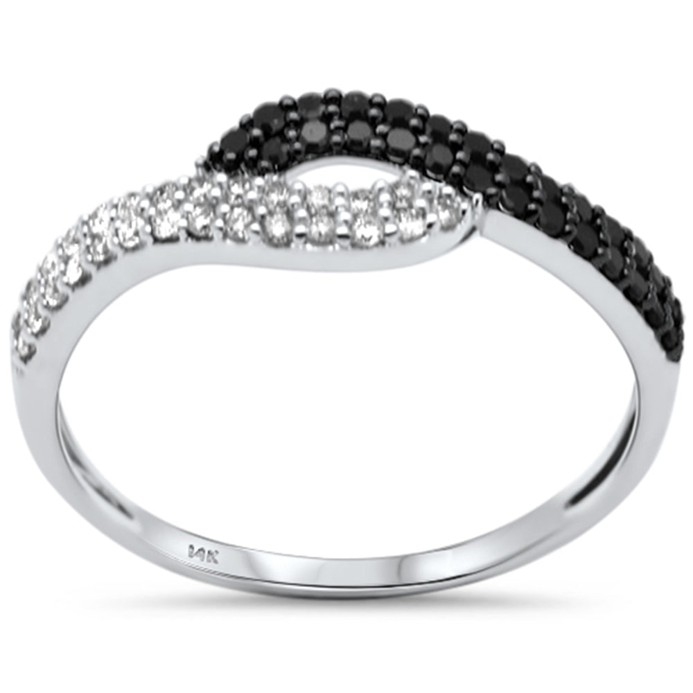 .30ct G SI 14K White Gold White & Black Diamond Band Ring Size 6.5