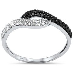 .30ct G SI 14K White Gold White & Black Diamond Band Ring Size 6.5
