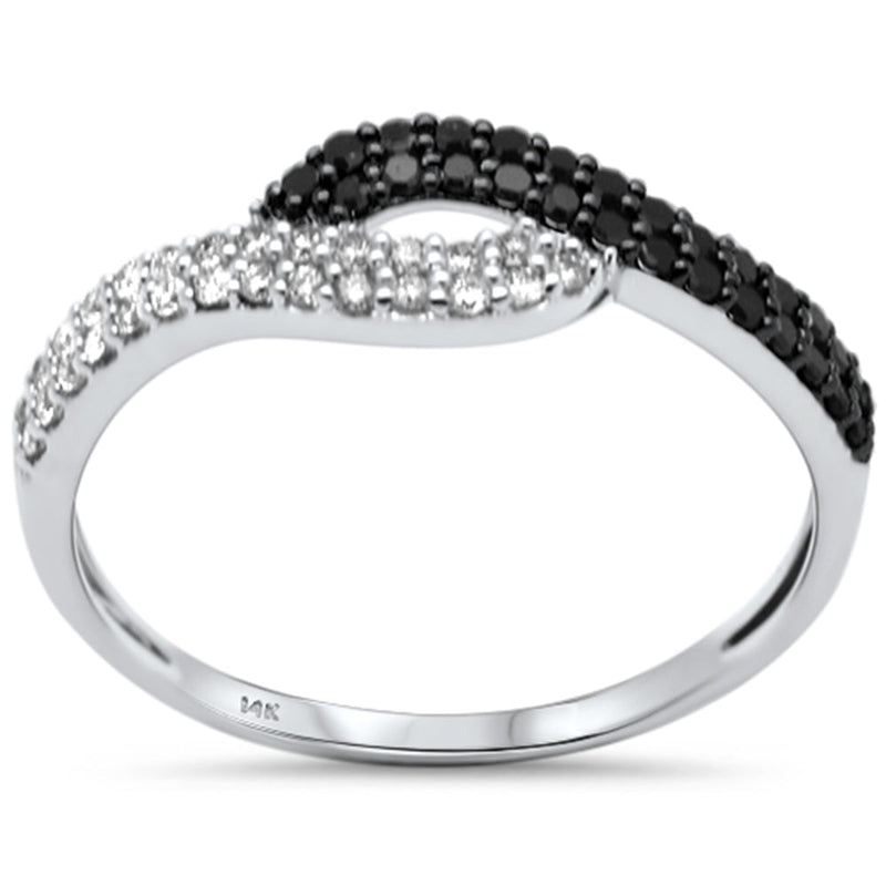 .30ct G SI 14K White Gold White & Black Diamond Band Ring Size 6.5