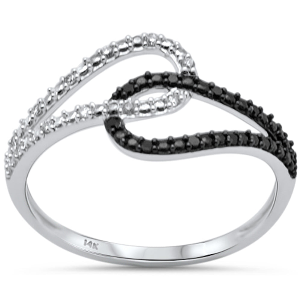 .10ct G SI 14K White Gold White & Black Diamond Band Ring Size 6.5
