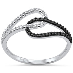 .10ct G SI 14K White Gold White & Black Diamond Band Ring Size 6.5